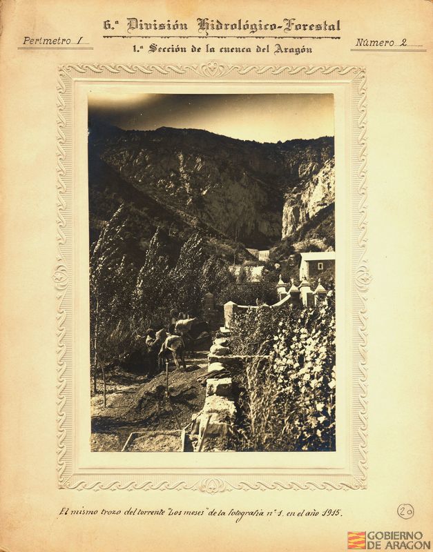 Cuenca del río Aragón. Sección 1ª. Perímetro I. El mismo trozo del torrente Los Meses de la fotografía nº 1 en el año 1915