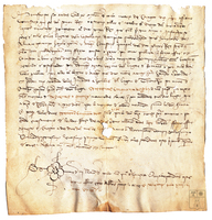 Martín de Tarba, comisario del rey en la recaudación del monedaje, reconoce recibir del concejo de Tronchón 752 sueldos jaqueses por la mitad del pago correspondiente a 215 maravedís claros de dicho pueblo