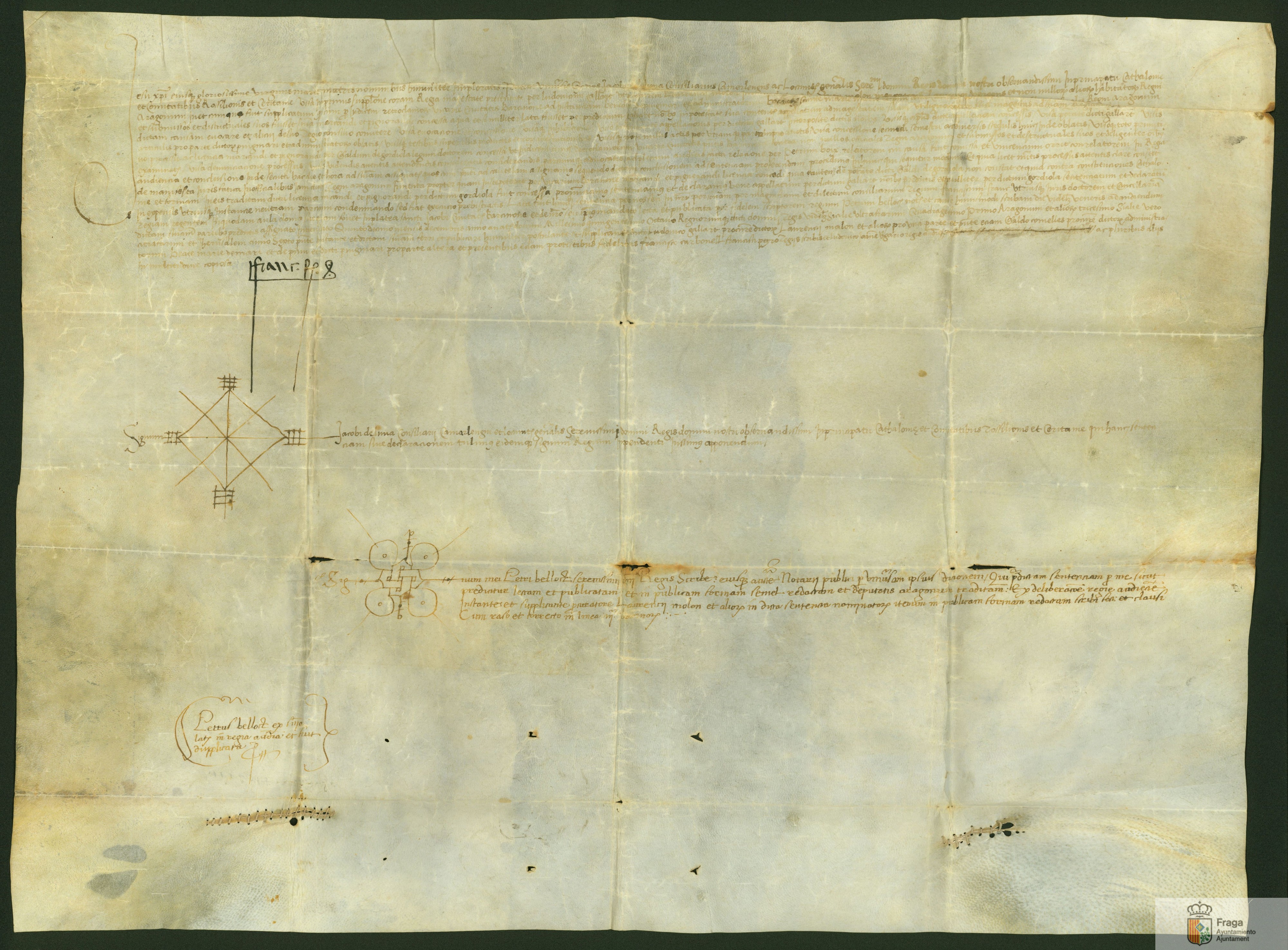 Juan de luna, virrey de Cataluña, revoca la marca que el veguer de Barcelona reclamaba en la villa de Fraga