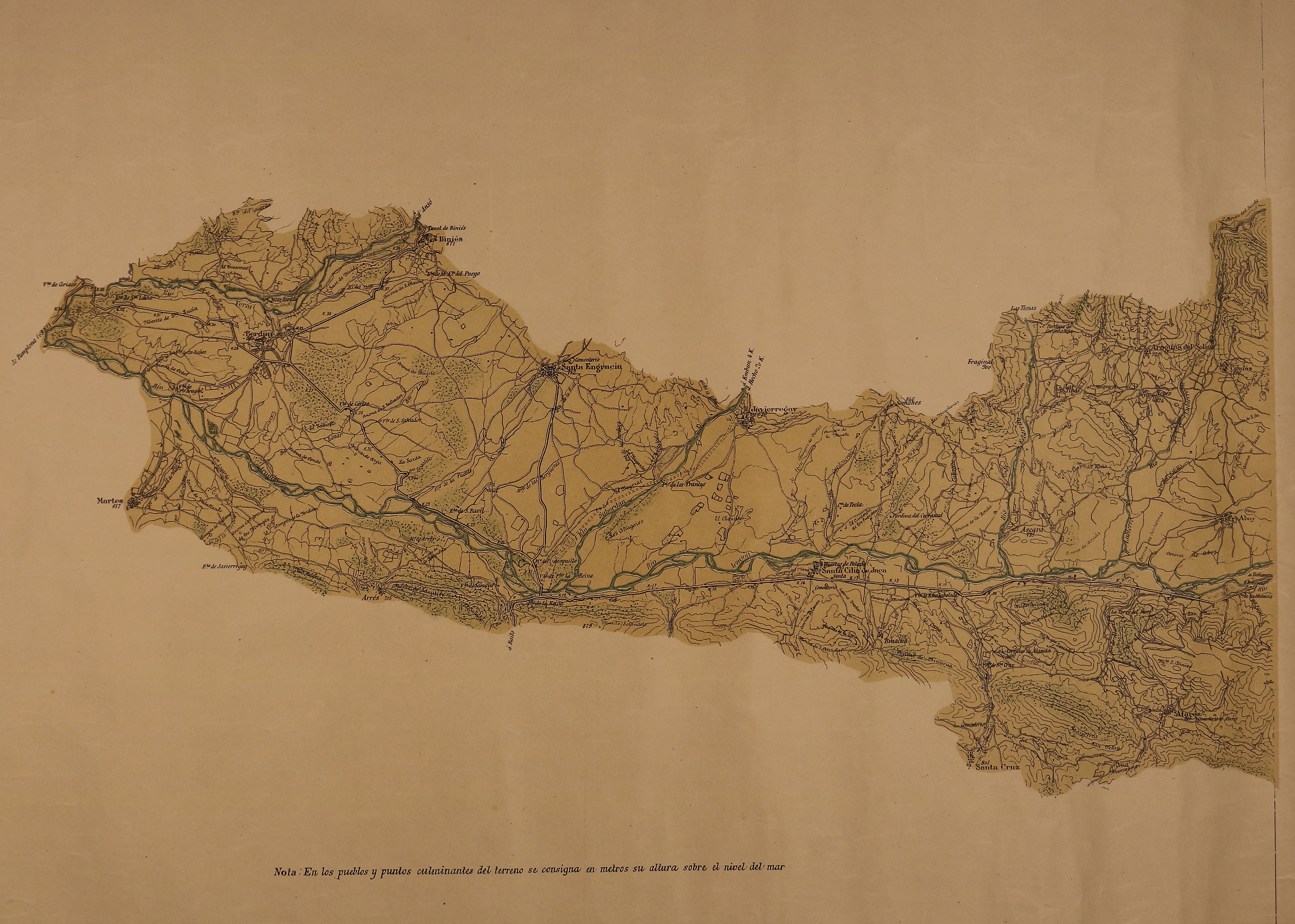 Mapa de pueblos de la Jacetania