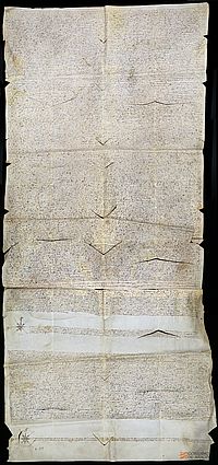 Venta de censal de 12.000 sueldos de capital y 1.000 de renta nual, cargado sobre los lugares de la baronía de Híjar, otorgado por Catalina de Beaumont como procuradora de su marido Juan Fernández de Híjar, señor de Híjar y los concejos de la villa de Híjar y de los lugares de Urrea y La Puebla, a favor de Leonardo Ferrer, mercader vecino de la villa de Alcañiz