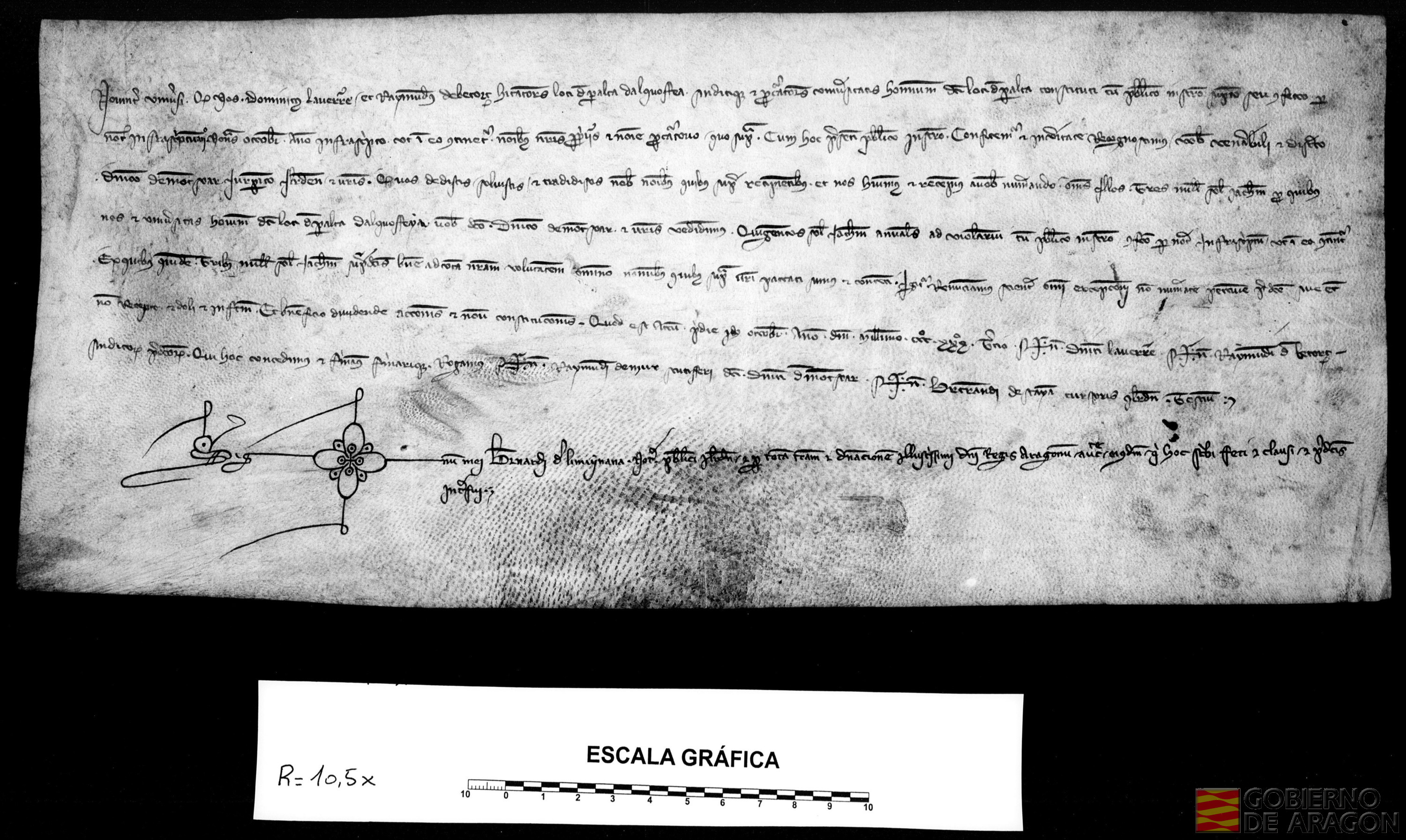 Domingo Laverre y Ramón Betorz, procuradores del concejo de Peralta de Alcofea, reconocen que han recibido de Domingo Monsoar, jurista de Lérida, 3.000 sueldos jaqueses de la venta de un violario de 500 sueldos anuales
