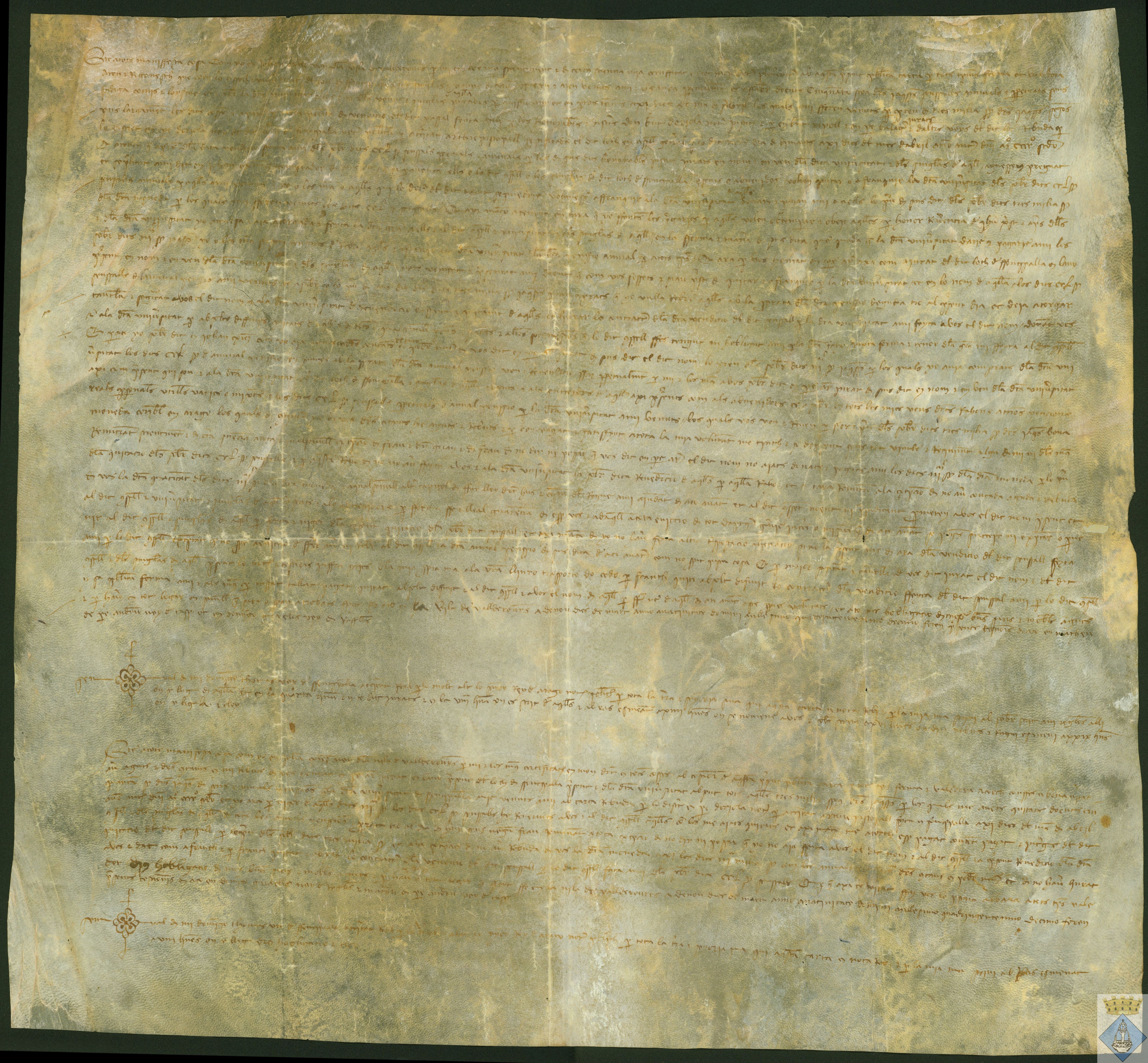 Carta de quitación de los 250 sueldos censales que el Concejo de Fuentespalda pagaba a Juan Martínez, de Valderrobres, por precio de 3.000 sueldos con albarán de pago de los dichos 3.000 sueldos